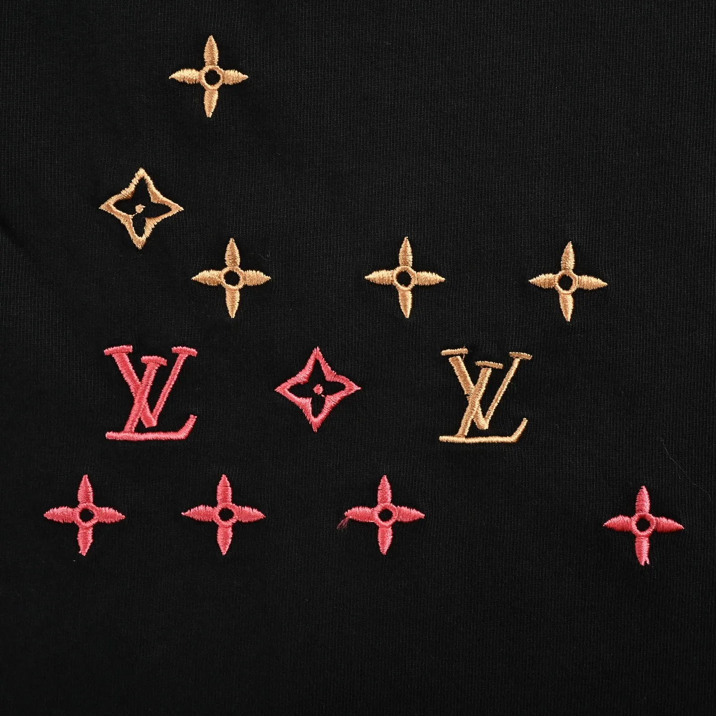 Louis Vuitton/Louis Vuitton hem three-flower embroidery round neck short sleeves